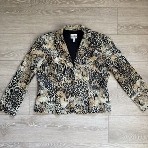 Joseph Ribkoff Blazer Jacket Size 14  Animal Leopard Print Bold Button Up